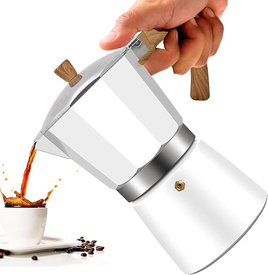 12 Cup Aluminum Moka Pot Classic Stovetop Espresso Coffee Maker 600ml 20oz Coffeemaker Percolator Mocha Express Preferred Cafe Makers for Italian and Cuban Café Brewing White
