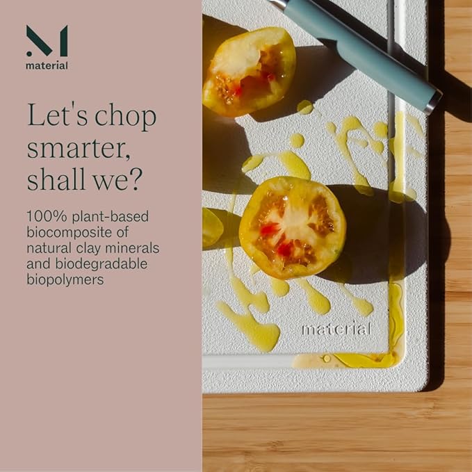 The MK Free Board - Large Plant-Based, Eco-Friendly Cutting Board, Dishwasher-Safe with Juice Groove and Free of Permanent Microplastics (Shell)