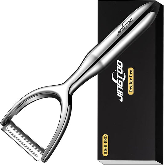Premium Vegetable Peeler Stainless Steel，Ultra Sharp Potato Peeler, Swivel Blade Fruit Veggie Peeler for Kitchen, Apple Carrot Y Peelers Ergonomic Non-Slip Handle - 5 Years Warranty (Serrated)