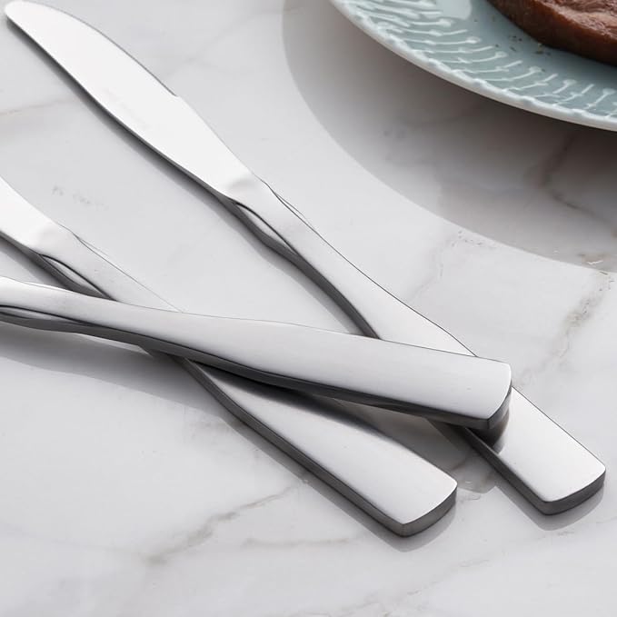 Dinner Knives, Stainless Steel 8.7" Heavy Duty Table Knife Silverware, Metal Cutlery Set, 6-Piece