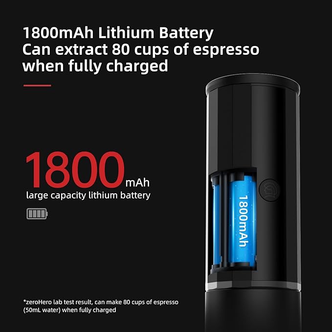 CUFEJORO portable coffee maker15 Bar Mini Coffee Maker USB-C & Car Charger, Lightweight Espresso Maker Black
