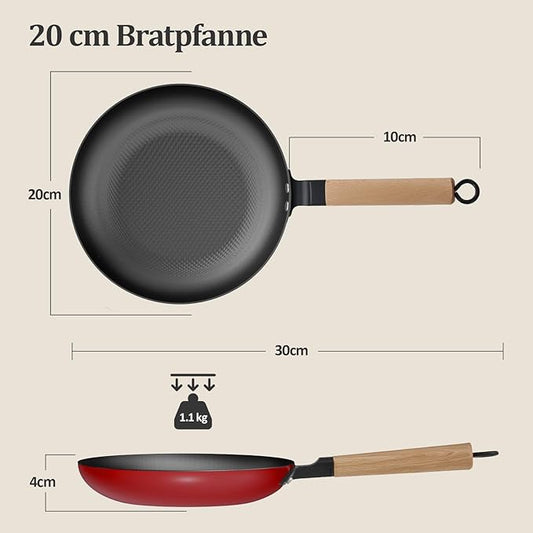 YUTANN Nonstick Frying Pan, 8 inch Enameled Cast Iron Pan Kitchen Healthy Egg Fry Pan Omelette with Detachable Handle, Lightweight Pre-seasoned Cast Iron Skillet, Dishwasher & Oven Safe