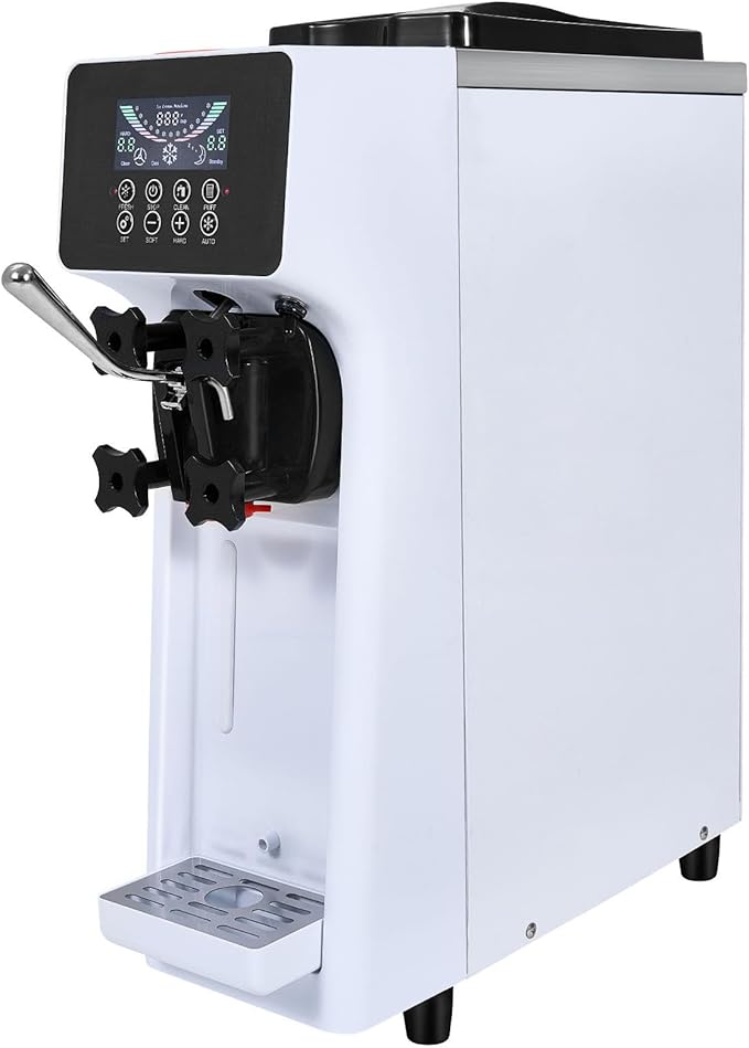 VEVOR Commercial Ice Cream Machine,1000W Single Flavor Countertop Soft Serve Ice Cream Maker with 4L Hopper 1.6L Cylinder, LCD Panel Auto Clean Pre-cooling,10.6 QT/H Yield for Restaurant Snack Bar
