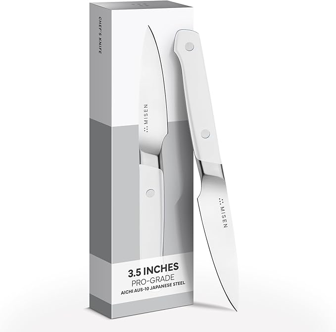 Misen 3.5" Paring Knife – Precision High-Carbon Stainless Steel Blade – Ergonomic Handle for Peeling, Trimming, and Slicing – Lightweight, Versatile Kitchen Tool for All Culinary Tasks - White
