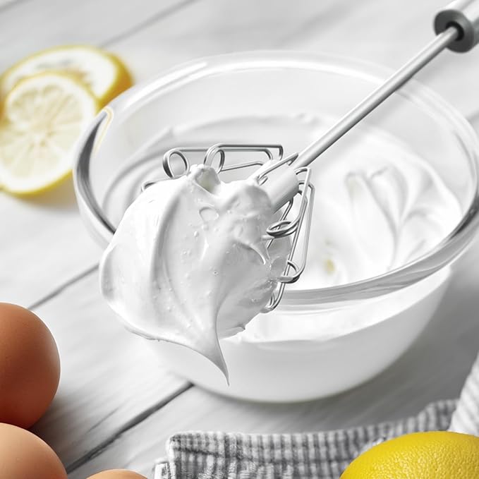 OOKUU Stainless Steel Egg Whisk, Semi Automatic Whisk Blender - Versatile Tool for Blending, Whisking, Beating & Stirring (12in)