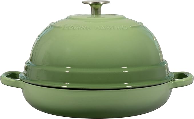 EDGING CASTING Enameled Cast Iron Dutch Oven Pot with Lid, Round Bread Oven for Homemade Sourdough Bread Baking, 6 Quart, Pistachio Green