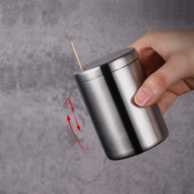 Stainless Steel Toothpick Holder Dispenser, High-capacity Thickening Tooth Picks Container for Kitchen ( No Toothpicks)