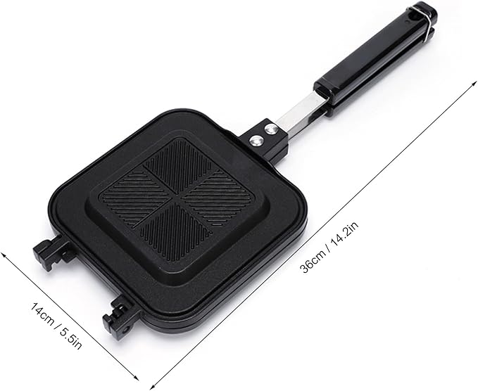 Hot Sandwich Panini Maker with Handle, NonStick Double Sided Frying Pan Grilled Sandwich Maker, Stovetop Toasted Sandwich Press for Home, Kitchen, Breakfast