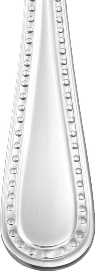 Amazon Basics Stainless Steel Dishwasher Safe Dinner Spoons with Pearled Edge, Large Tablespoons, 7.7 inches, Pack of 12, Silver