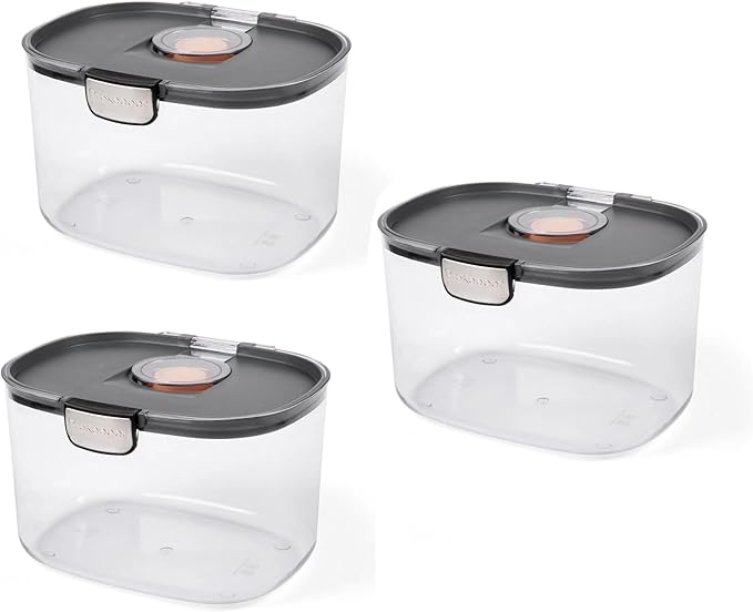 Progressive ProKeeper International Airtight Food Storage Container with Terracotta Disk for Freshness, Stackable & Dishwasher Safe, Ideal for Cookies, Baked Goods, & More, 5 Quart, 3-Piece
