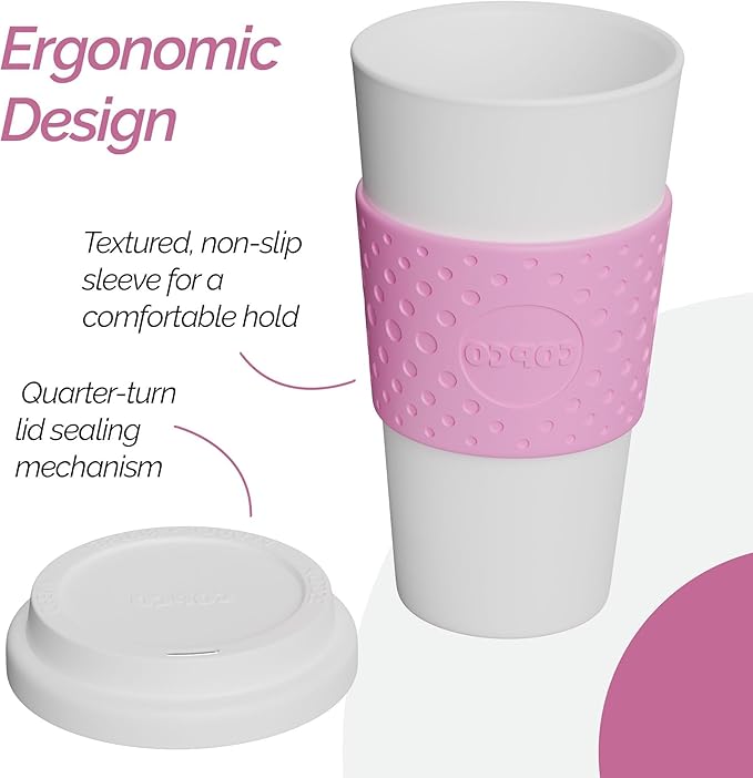 Copco Acadia 16 oz Travel Mug - Insulated Reusable Coffee Tumbler with Double-Walled Plastic, Leak-Proof Lid, BPA-Free - Portable Mug for Hot & Cold Drinks, Cup Holder Friendly (Bubble Gum)