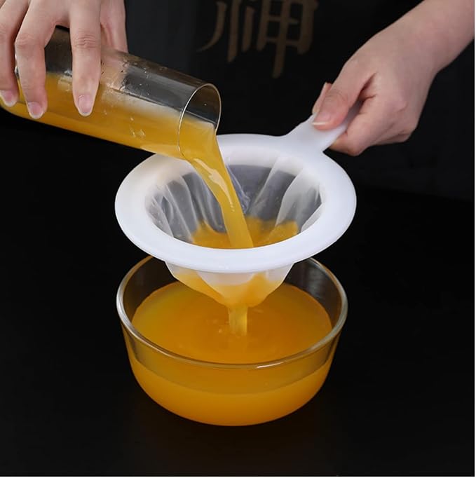 Xeahung Plastic Strainers and Colanders Fine Mesh Strainer Nylon Mesh Strainers for Kitchen Small Mesh Strainer with Handle 400 Mesh Food Filter Strainer for Tea Cocktails Juicing 2PC (400 Mesh)