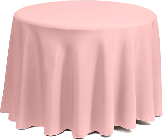 Gee Di Moda Round Tablecloth - 90 Inch Pink Round Table Cloth for 30 to 60 Inch Round Tables - Heavy Duty Washable Fabric - for Buffet Table, Holiday Party, Dinner, Wedding & Baby Shower