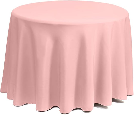 Gee Di Moda Round Tablecloth - 90 Inch Pink Round Table Cloth for 30 to 60 Inch Round Tables - Heavy Duty Washable Fabric - for Buffet Table, Holiday Party, Dinner, Wedding & Baby Shower