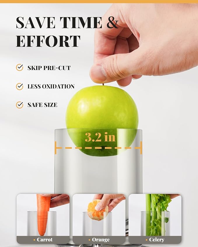 GDOR Powerful 1200W Juicer with Larger 3.2" Feed Chute, Titanium Enhanced Cutting System, Centrifugal Juice Extractor Maker with Heavy Duty Full Copper Motor, Dual Speeds, BPA-Free, Silver