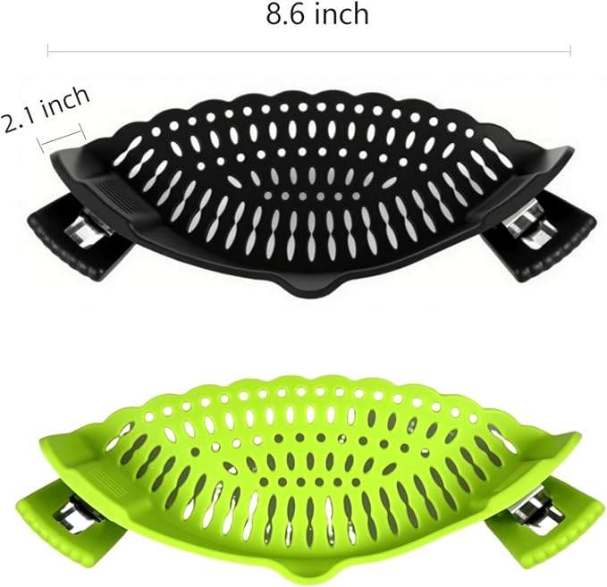 2 Sets of Clip on Strainer Silicone Glove | Versatile for All Pans and Pots,Noodle Pasta Pot Strainer Silicone Colander for Vegetables Meat Fruit Spaghetti,Food Strainers(Green,Black)
