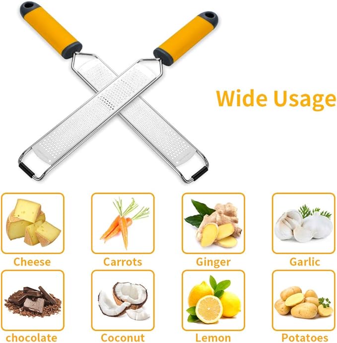 Upgraded Cheese Grater Lemon Zester Tool for Kitchen, Aisoso Premium Stainless Steel Blade Apply to Parmesan Cheese, Ginger, Garlic, Nutmeg, Citrus, Coconut, Chocolate
