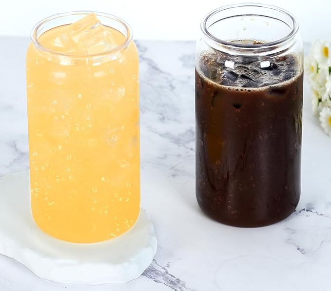 16 Oz Acrylic Can Tumbler, 20 Pack Plastic Clear Cup Beer Can, Plastic Mason Jar with Clear Lid