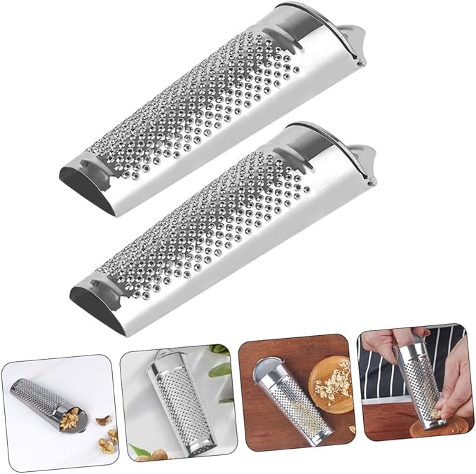 IMIKEYA 2Pcs Stainless Steel Ginger Zesters Kitchen Graters for Garlic Cheese and Vegetables Non Slip Ergonomic Design Kitchen Supplies