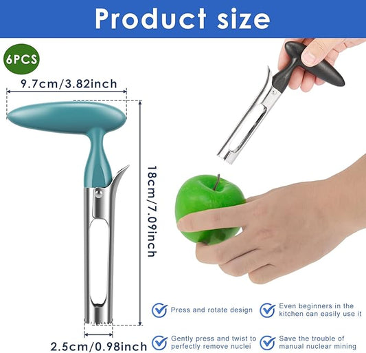 6Pack Stainless Steel Corer Fruit Corer Tool Ultra Sharp, Stainless Steel Easy To Operate And Clean For Baking Apples And Other Culinary Uses