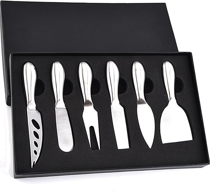 6-Piece Cheese Knife Set, Premium Stainless Steel Cheese Knives with Gift Box, Cheese and Charcuterie Board Collection matching tools(6pcs)