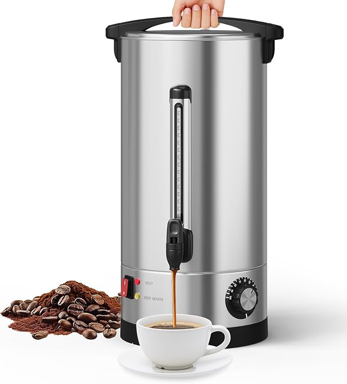 Garvee 110 Cups Commercial Coffee Urn, 16 L/4.2 gal Large Capacity Stainless Steel Hot Coffee Maker, Double Wall Heat Retention Thermal Carafe for Wedding, Buffet, Catering, Events, Party Gather