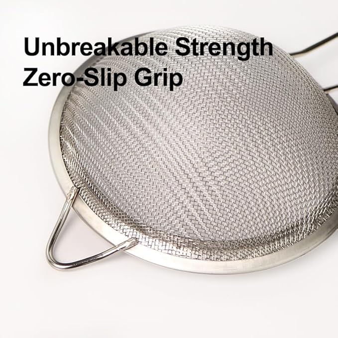 Premium Strainer Set: 3-Piece Stainless Steel Fine Mesh Sieves, Professional Grade Kitchen Colander for Baking, Cooking, Pasta Draining - Same Quality, Better Value