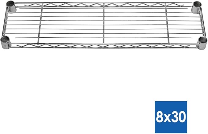 Shelving Inc. 8" d x 30" w x 54" h Chrome Wire Shelving with 4 Tier Shelves, Weight Capacity 800lbs Per Shelf
