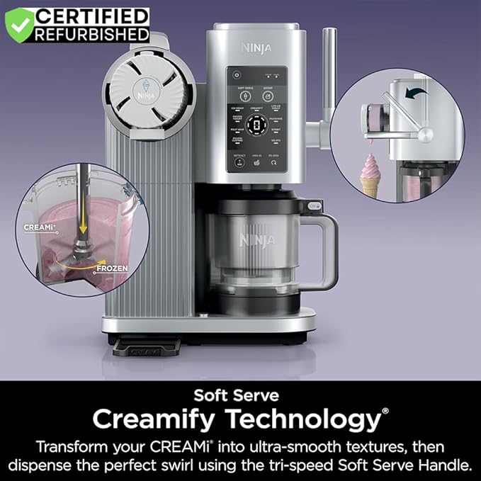 Ninja NC701 CREAMi Swirl 13-in-1 Soft Serve Ice Cream Machine (Renewed) Bundle with 2 YR CPS Enhanced Protection Pack