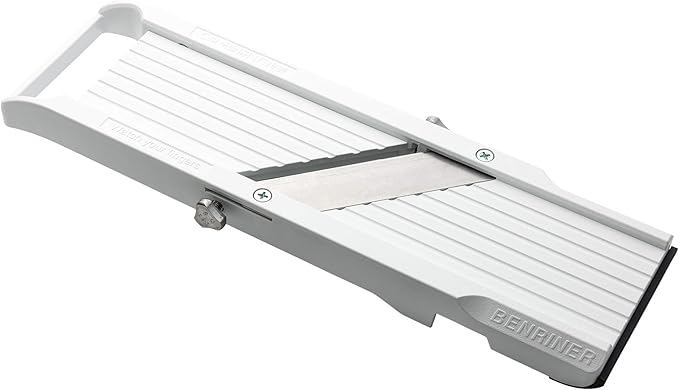 Benriner Mandoline Slicer with 4 Blades, Japanese Stainless Steel, BPA Free, 12.75 x 3.625-Inches, Beige