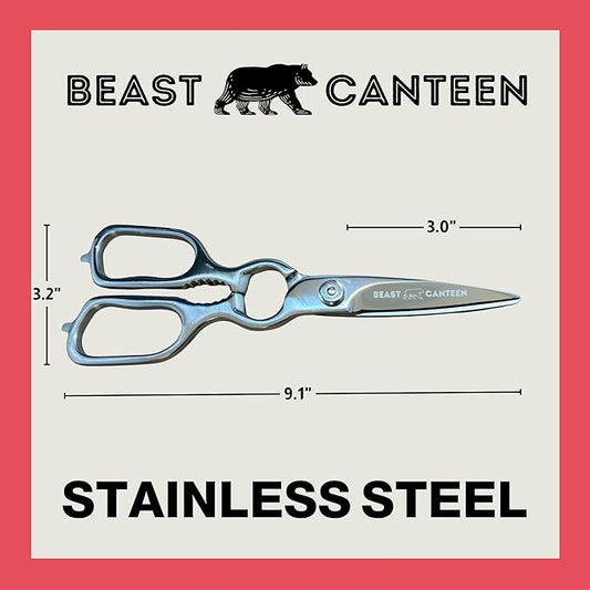 Kitchen Shears (Heavy-Duty Kitchen Scissors) – Forged 3Cr14 Stainless Steel, Come-Apart Design, Electropolished Rust-Resistant Finish, Built-In Nutcracker & Bottle Opener