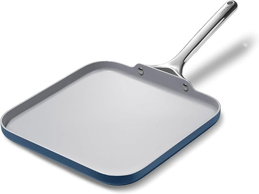 Caraway Square Griddle Pan - 11” Square Pan - Non-Stick Ceramic Coated - Non Toxic, PTFE & PFOA Free - Oven Safe & Compatible with All Stovetops - Navy