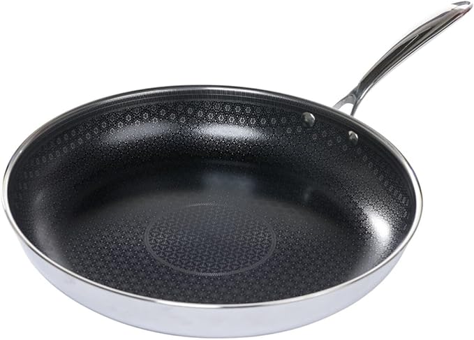 Black Cube Quick Release Fry Pan - Ceramic Nonstick Frying Pan - 9.5-Inch Stainless Steel Pan for Cooktops