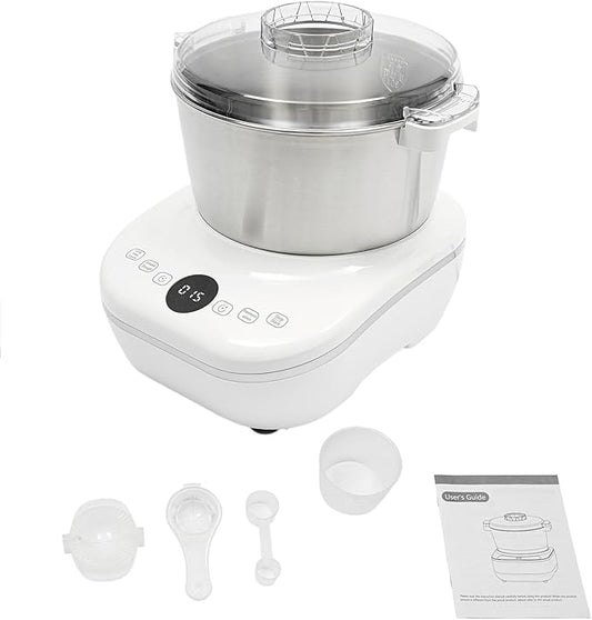 5L/169.09Oz Electric Dough Maker, 200W Household Dough Mixer Machine Complete Kit,170Rpm 304 Stainless Steel Commercial Tabletop Stand Mixers w/Measuring Cup, Measuring Spoon (White)