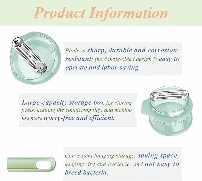 Vegetable Peeler with Container, Special Fruit Peeler with Catcher, Peeler with Storage for Kitchen, Box Storage Vegetable & Fruit Peeler for Potatoes, Apples, Carrots