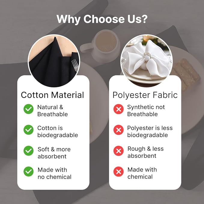 LFH Home Hemstitched Cloth Dinner Napkins 18x18 Inch Set of 12 - Reusable 100% Cotton Machine Washable Cocktail Napkins with Metered Corners for Daily, Party, Wedding, Bar Use - Black