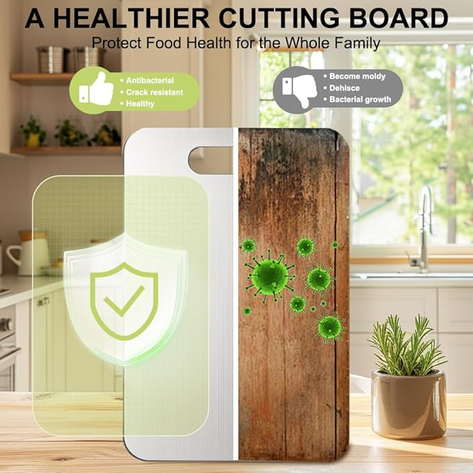 BLOCE Titanium Cutting Board for Kitchen, Stainless Non Stick Chopping Board, Upgrade Double Sided Food-Grade Titanium Board for Kitchen for Meat Cheese Vegetable (X-Large)