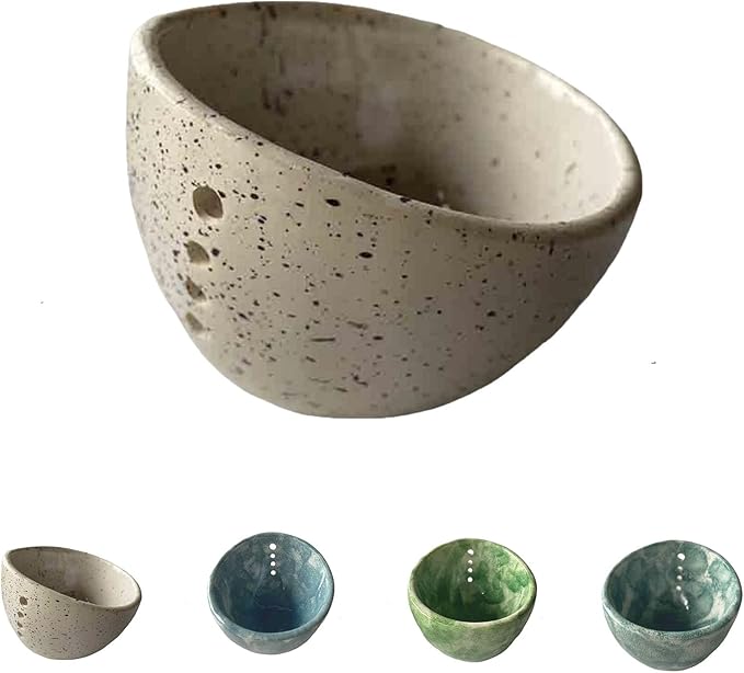 Pottery Herb Stripper Bowl,Quick Stem Removal Ceramic Bowl,Dishwasher And Microwave For Peeling Off The Leafy Assembly (White)