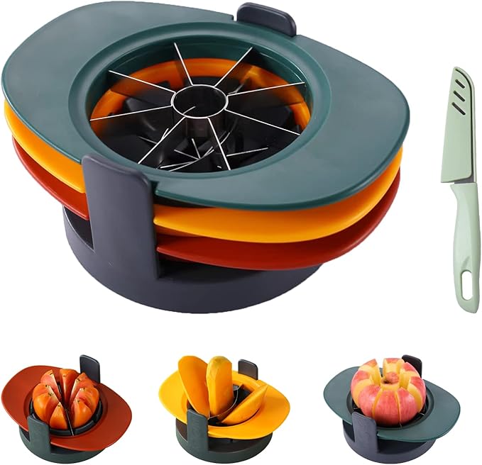Fruit Slicer, Telawah 4 in 1 Mango Core Slicer with Vegetable Peeler and Cleaning Brush, Mango Core Remover, Tomato Wedge, Simple Kitchen Tools