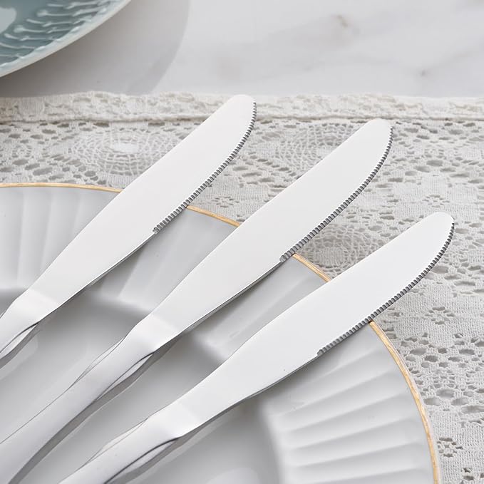 Dinner Knives, Stainless Steel 8.7" Heavy Duty Table Knife Silverware, Metal Cutlery Set, 6-Piece