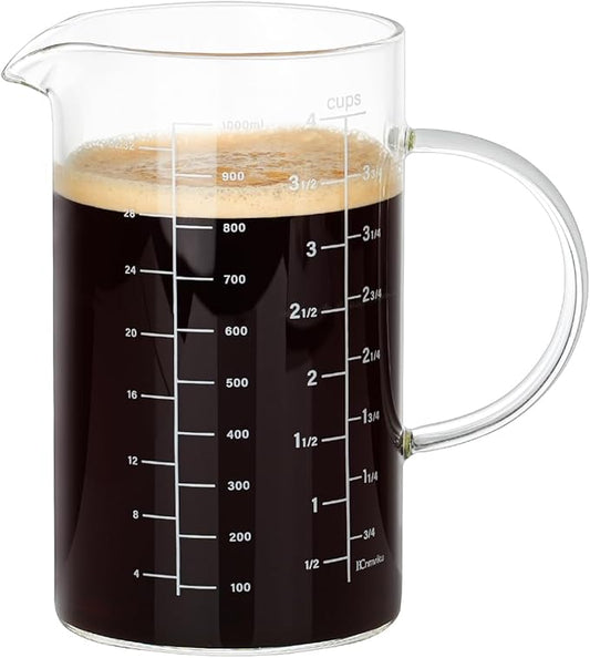 1000ml/4 Cup Measuring Cup,Glass Measuring Cup with Handle,Measuring Pitcher for Kitchen,Baking,Cooking,Restaurant
