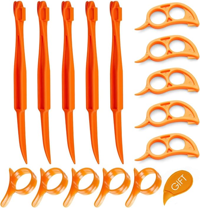 Orange Citrus Peelers, Cosmer Set of 15 Plastic Easy Slicer Cutter Peeler Remover Opener Kitchen Accessories Knife Cooking Tool Kitchen Gadgets (Set A)