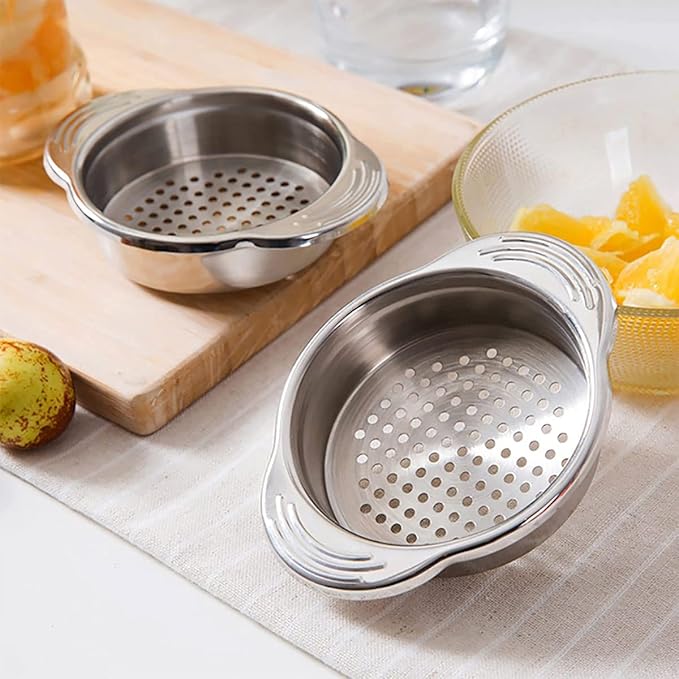 3-Pack Tuna Can Strainer, Stainless Steel Sieve Tuna Strainer Press Can Oil Squeezer Canning Colander for Regular-Size and Wide-Necked Tunas, Dishwasher Safe 4.53 x 3.23 x 1 inch