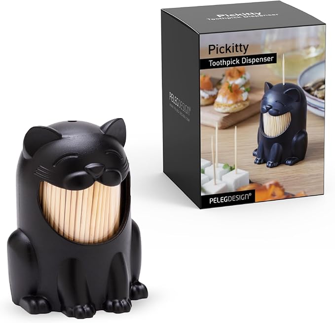 PELEG DESIGN Toothpick Holder - Playful Toothpick Dispenser, Fun and Decorative Plastic Toothpick Holder for Easy Access During Meals or Gatherings (Pickitty)
