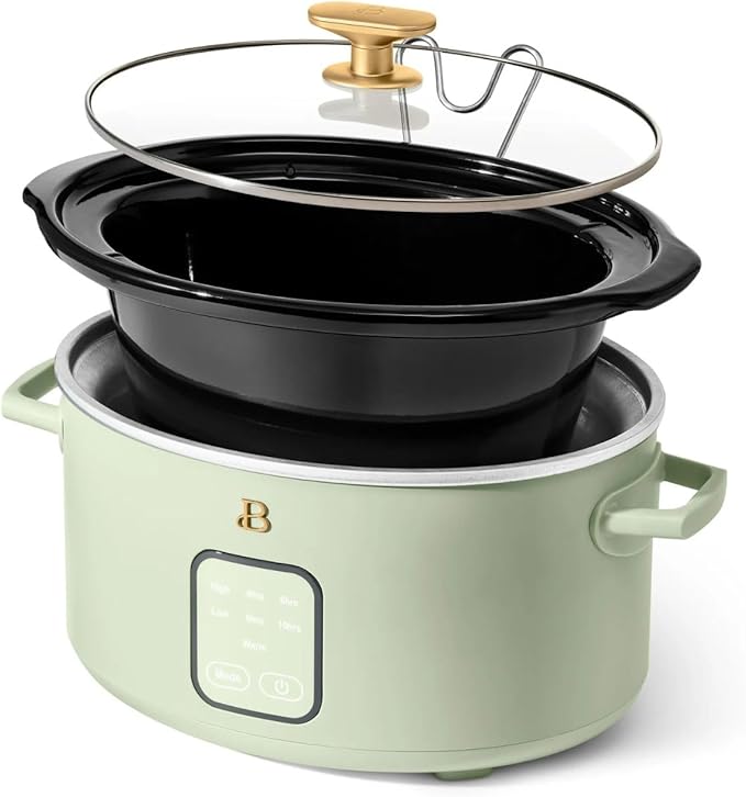 Beautiful 4-Qt Digital Slow Cooker with Smart Touch Screen, Removable Pot, Timer Presets, Ideal for Small Families