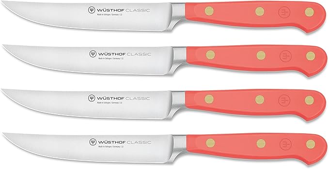 WÜSTHOF Classic Coral Peach 4 Piece Steak Knife Set