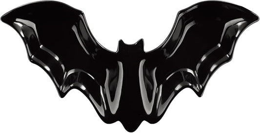 UPware Bat Shaped Melamine Serving Platter, Halloween Party Tray, Fun Spooky Design, for Candy, Snacks, and Desserts, Black, 16 x 8.5 Inch