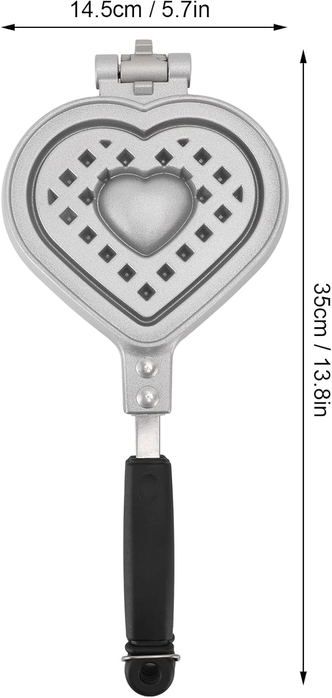 Stovetop Waffle Pan, Aluminum Alloy Nonstick Waffle Maker Pan Heart Shape Waffle Pan for Waffles Sandwich Toaster, Breakfast, Sandwich Baking