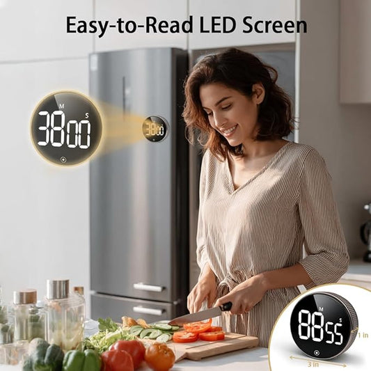 Sportsvoutdoors Rotating Digital Kitchen Timer, Large Display Screen Timer with Count-Up & Countdown, Magnetic Cooking Timer for Home, Classroom, Kitchen, Office, Gym