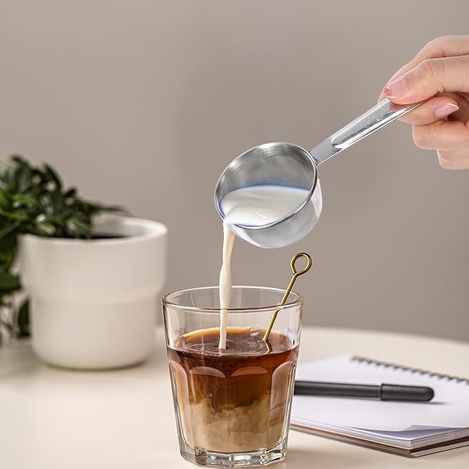 4 Pcs 1/4 Cup Scoop,1/4 Cup Measuring Cups Stainless Steel, 60ml Liquid Coffee Measuring Cups for Coffee Cooking Baking Kitchen Wet and Dry Ingredients